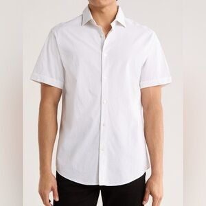 Denim & Flower White with Black Dots Short Sleeve Button-Down - Size L - NWOT